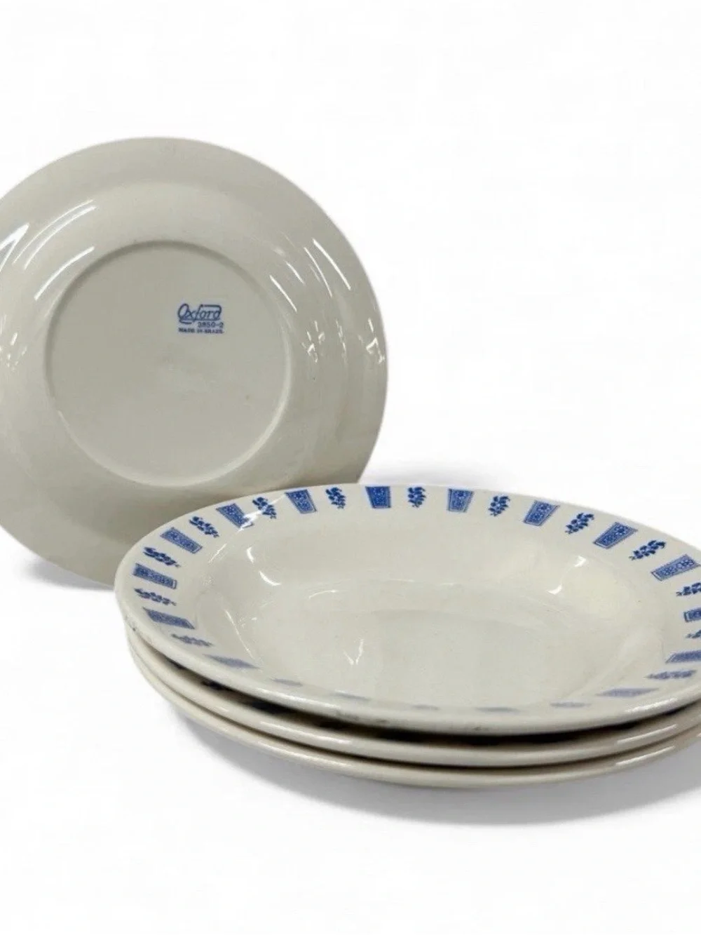Vintage Oxford Brazil 3850-2 Blue Floral Dinnerware Set 12 Pc Stoneware